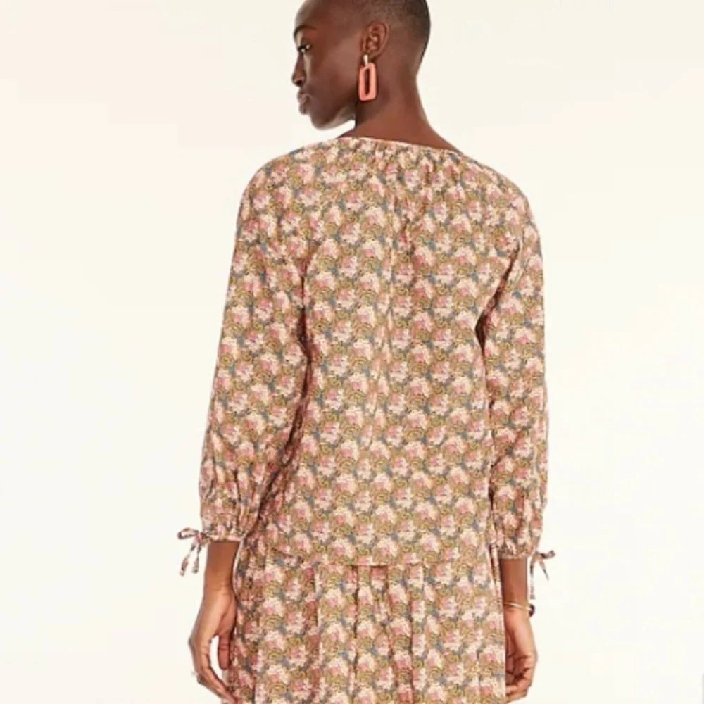 J. Crew Collection Tie-Sleeve Button-Front Top in Ratti Prism Floral - Picture 3 of 17
